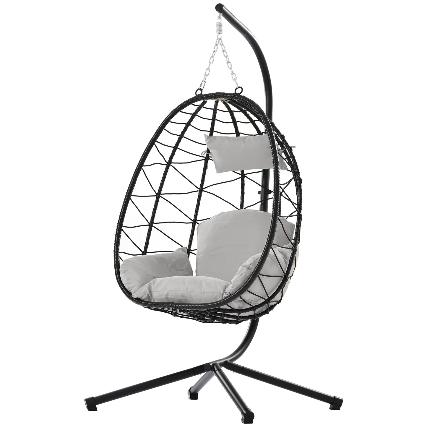Egg Chair with Stand Indoor Outdoor Swing Chair Patio Wicker Hanging Egg Chair Hanging Basket Chair Hammock Chair with Stand for Bedroom Living Room Balcony