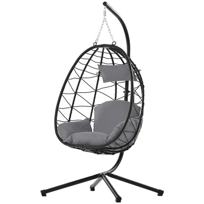 Egg Chair with Stand Indoor Outdoor Swing Chair Patio Wicker Hanging Egg Chair Hanging Basket Chair Hammock Chair with Stand for Bedroom Living Room Balcony