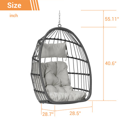 Outdoor Garden Rattan Egg Swing Chair Hanging Chair Wood