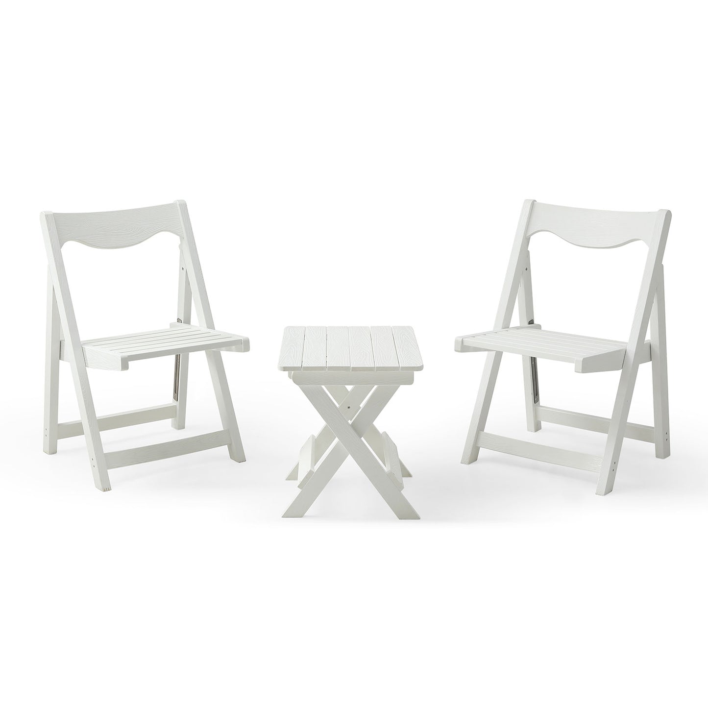 Foldable Small Table and Chair Set with 2 Chairs and Rectangular Table White