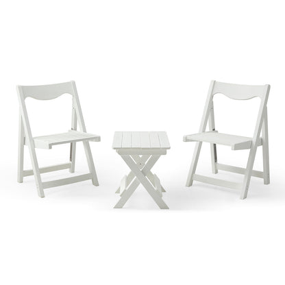 Foldable Small Table and Chair Set with 2 Chairs and Rectangular Table White