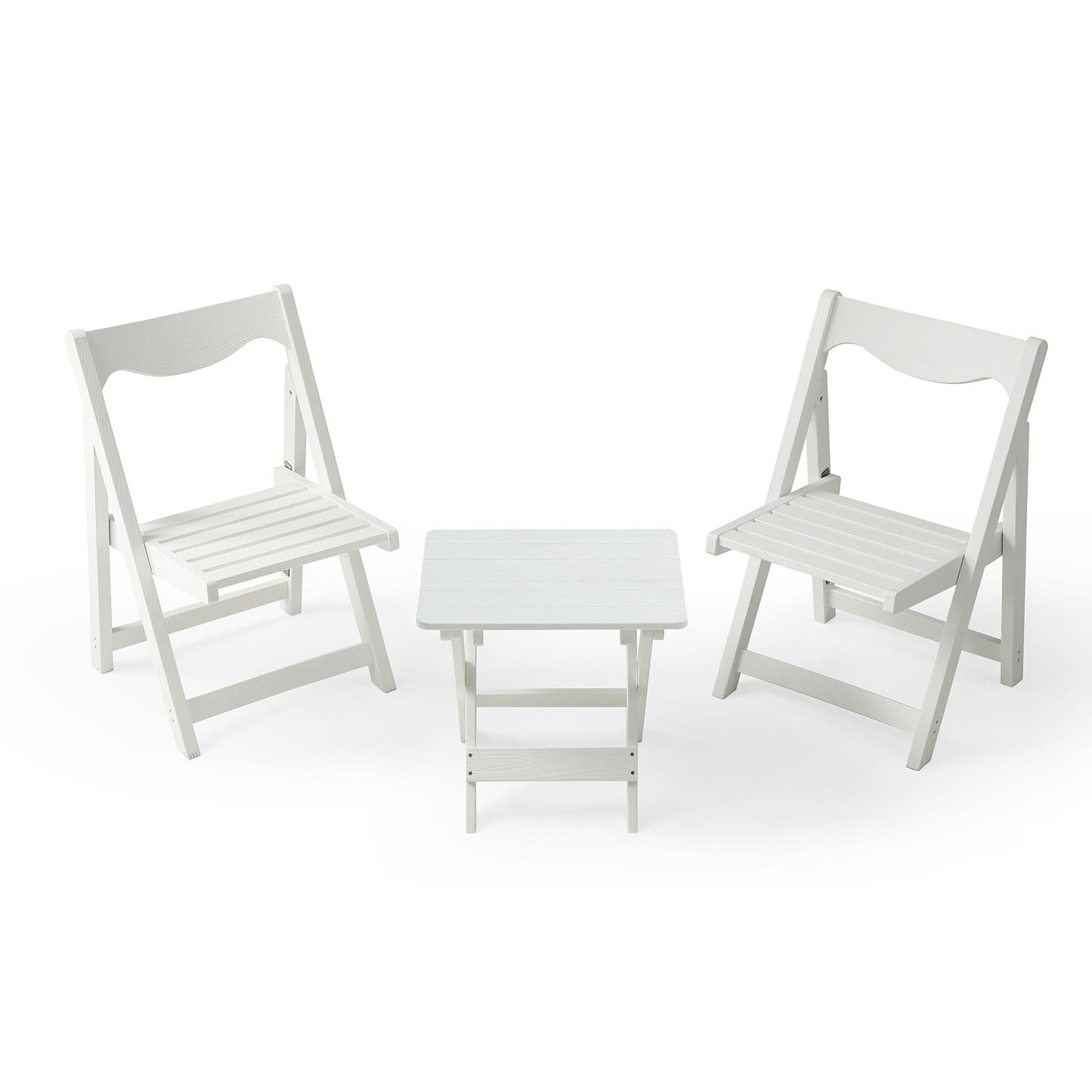 Foldable Small Table and Chair Set with 2 Chairs and Rectangular Table White