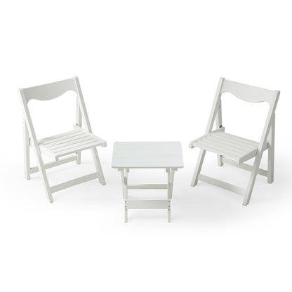 Foldable Small Table and Chair Set with 2 Chairs and Rectangular Table White