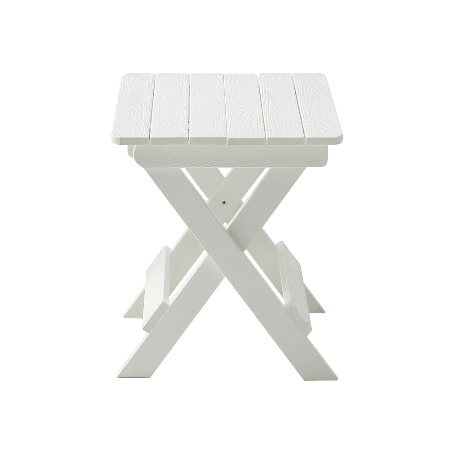 Foldable Small Table and Chair Set with 2 Chairs and Rectangular Table White