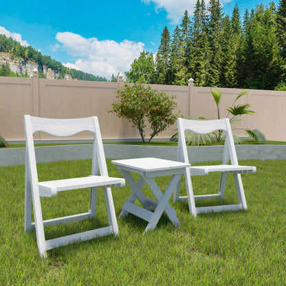 Foldable Small Table and Chair Set with 2 Chairs and Rectangular Table White