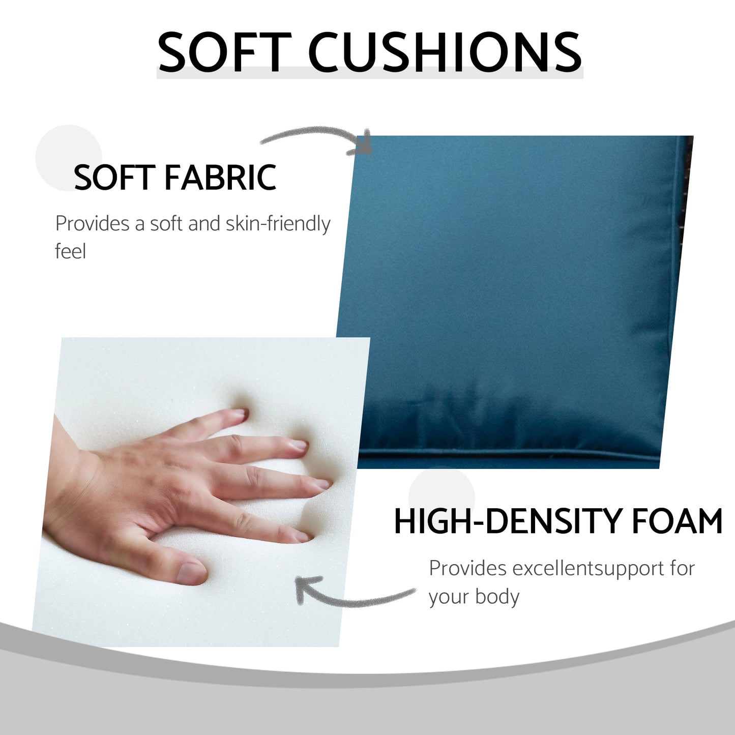 Patio Furniture Set Rattan Outdoor Sectional Conversation Sets 3-Seat Outdoor Couch,2 Single Chair and 2 Ottoman for Lawn, Balcony, Garden, Backyard (Bron-Peacock Blue, Set of 5)