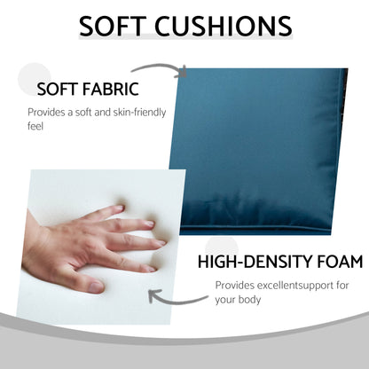 Patio Furniture Set Rattan Outdoor Sectional Conversation Sets 3-Seat Outdoor Couch,2 Single Chair and 2 Ottoman for Lawn, Balcony, Garden, Backyard (Bron-Peacock Blue, Set of 5)