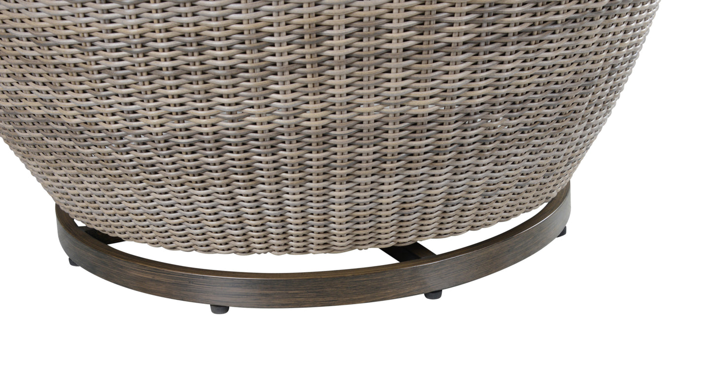 Outdoor Set - Swivel Woven Chairs, Side Table - All-Weather Resin Wicker, Powder-Coated Aluminum, Fully Assembled