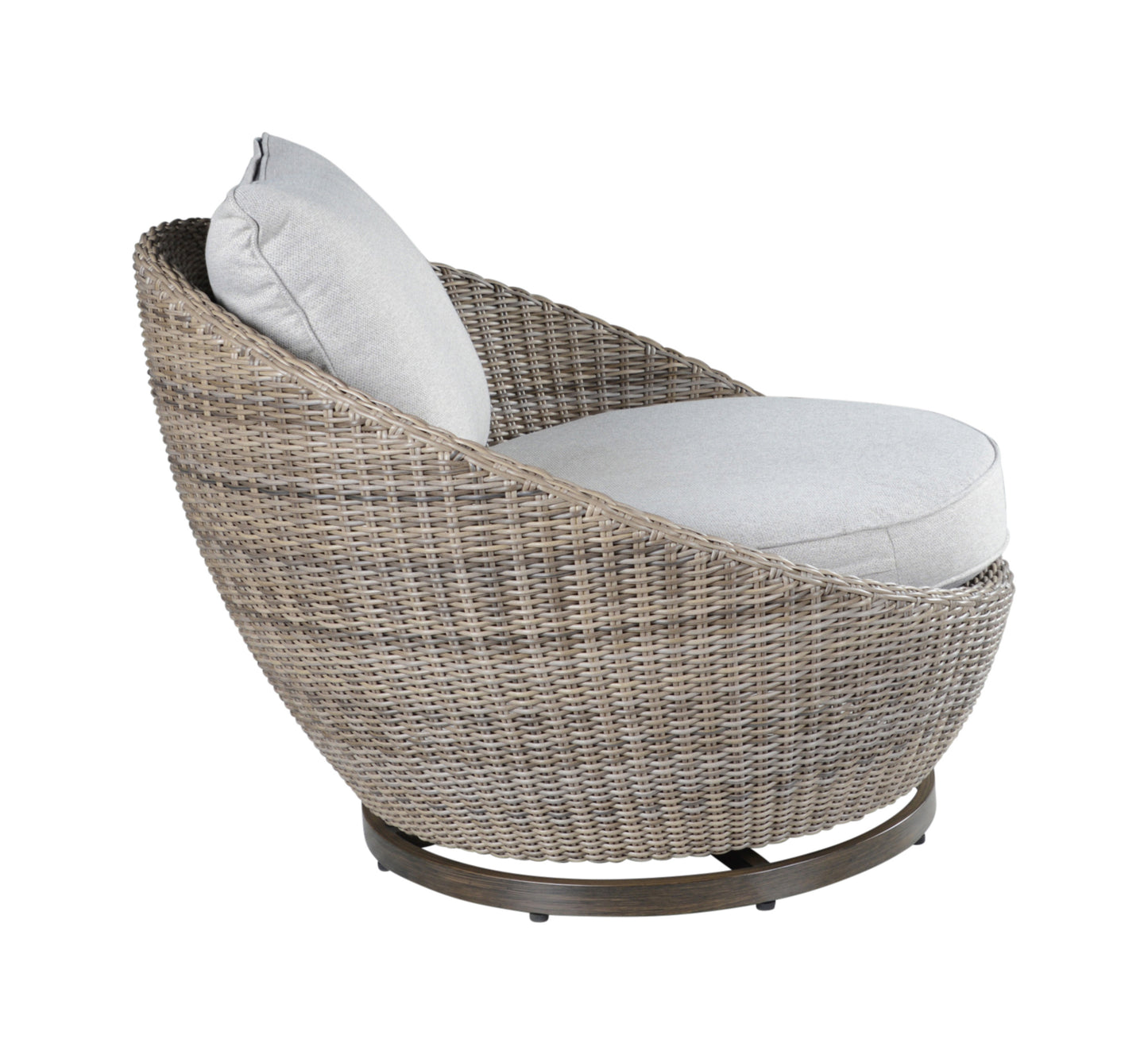 Outdoor Set - Swivel Woven Chairs, Side Table - All-Weather Resin Wicker, Powder-Coated Aluminum, Fully Assembled