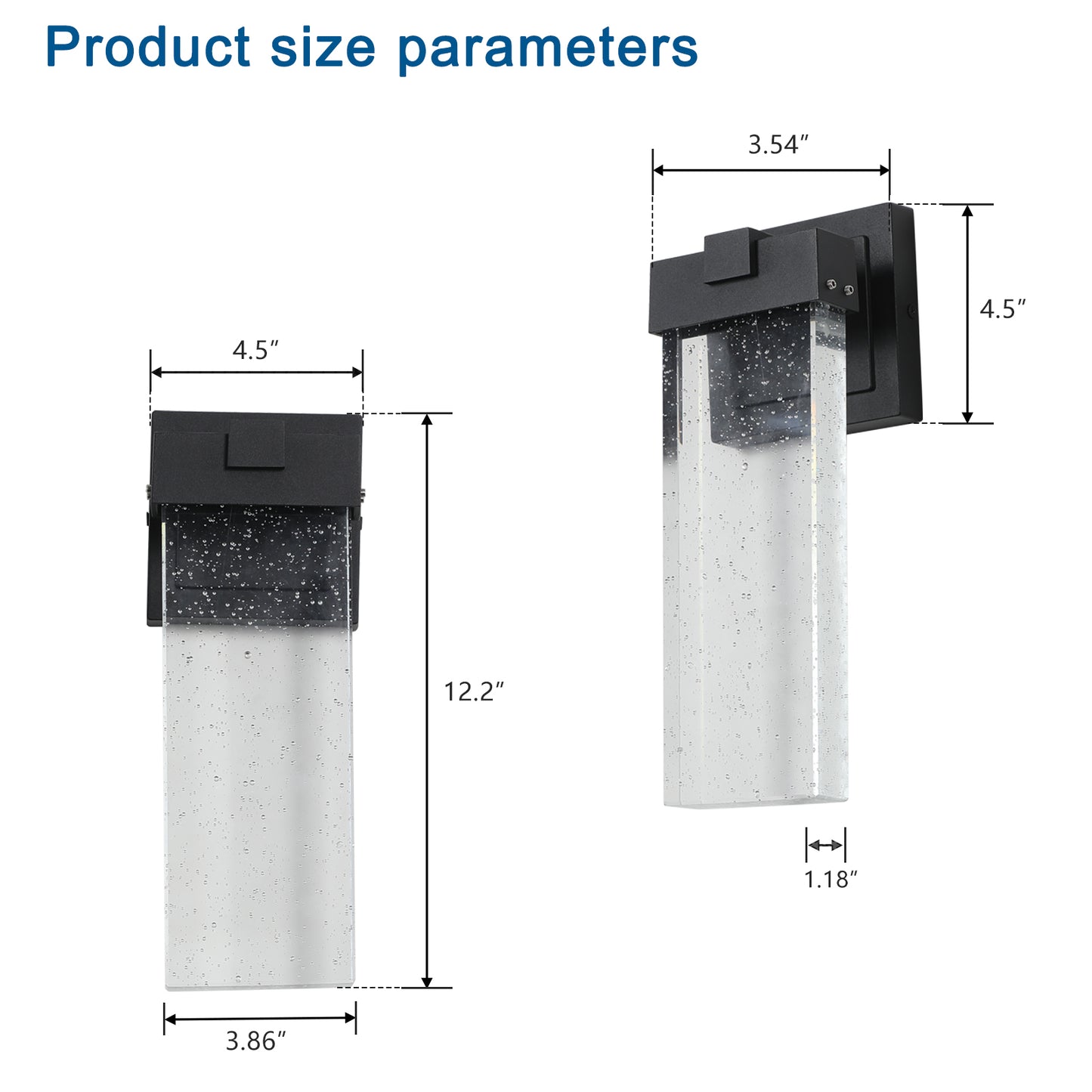 Outdoor Waterproof Transparent LED Crystal Wall Lamp Supports Multiple Types of Light Bulbs -12W Per Lamp (2 pack)