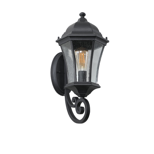 1-Pack Vintage Wall-Mounted Outdoor Lantern Light – Elegant Black Metal Sconce for Porch, Patio, and Garden Lighting (Bulb Not Included)
