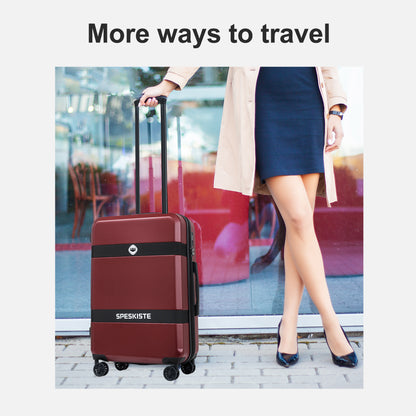 Luggage Sets New Model Expandable ABS+PC 3 Piece Sets with Spinner Wheels Lightweight TSA Lock (20/24/28), Red