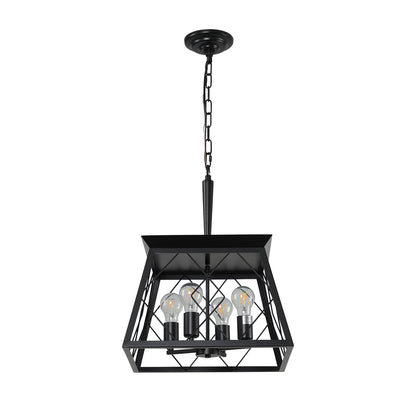 4-Light Farmhouse Chandeliers For Dining Room Black