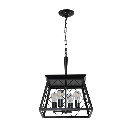 4-Light Farmhouse Chandeliers For Dining Room Black