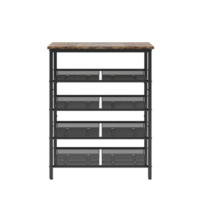 Industrial shoe rack, adjustable country style 5-layer shoe rack storage rack, with 4 mesh shelves, suitable for entrance, living room, bedroom and porch