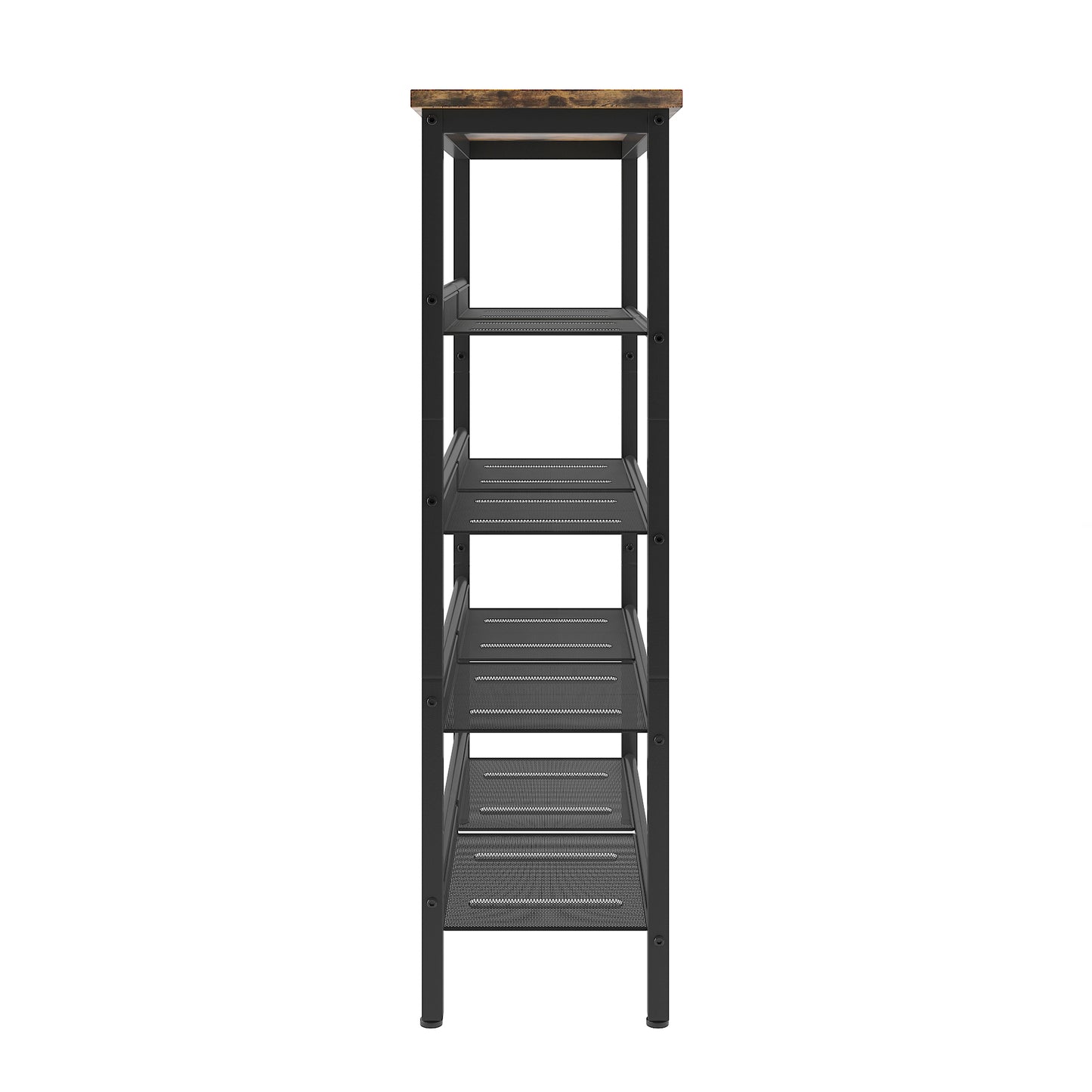 Industrial shoe rack, adjustable country style 5-layer shoe rack storage rack, with 4 mesh shelves, suitable for entrance, living room, bedroom and porch