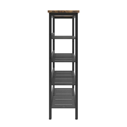 Industrial shoe rack, adjustable country style 5-layer shoe rack storage rack, with 4 mesh shelves, suitable for entrance, living room, bedroom and porch