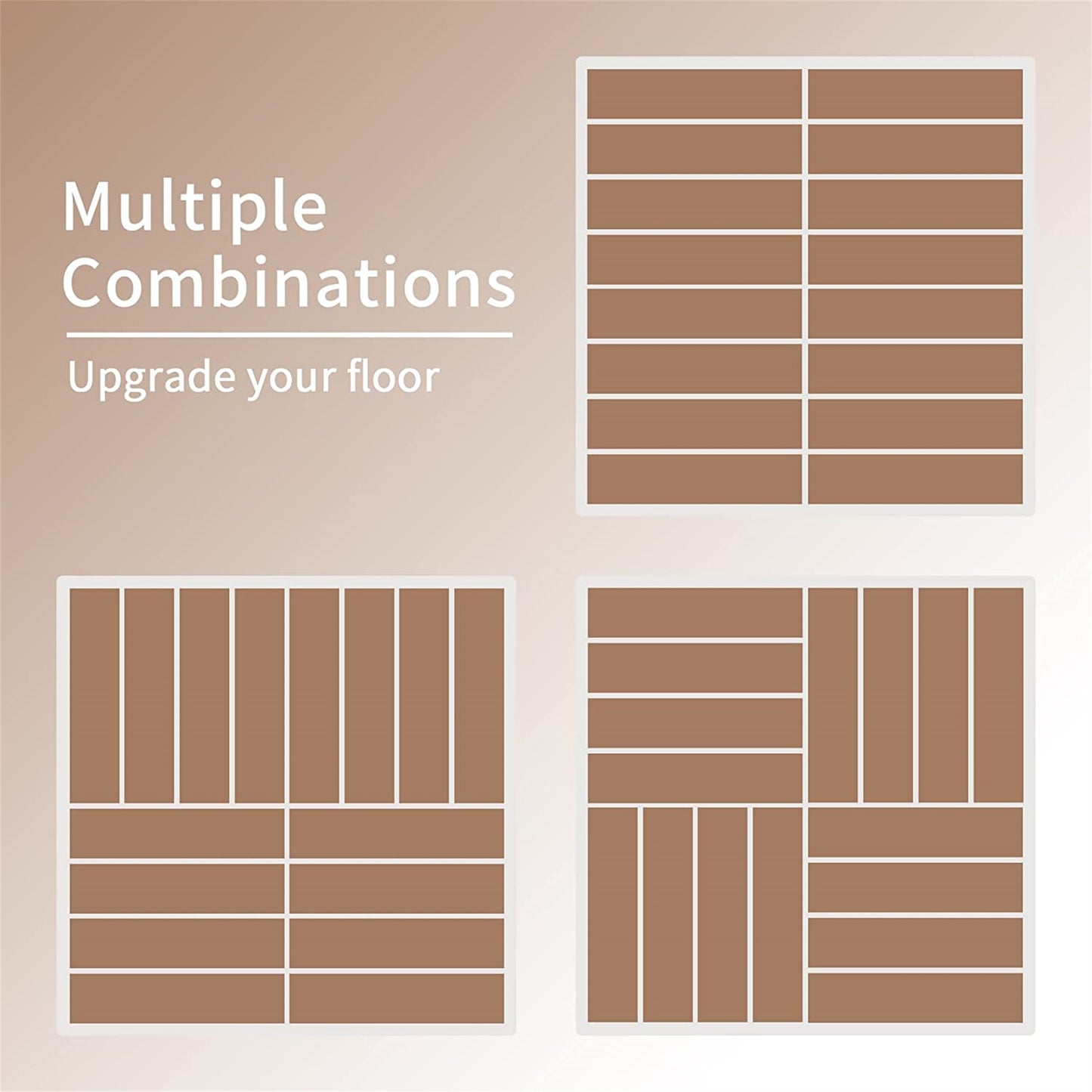 Patio Interlocking Deck Tiles, 12"x12" Square Composite Decking Tiles, Four Slat Plastic Outdoor Flooring Tile All Weather for Balcony Porch Backyard (Dark Brown, Pack of 9)