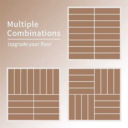 Patio Interlocking Deck Tiles, 12"x12" Square Composite Decking Tiles, Four Slat Plastic Outdoor Flooring Tile All Weather for Balcony Porch Backyard (Dark Brown, Pack of 9)