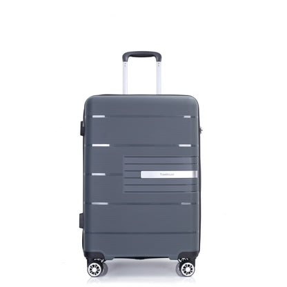 Hardshell Suitcase Double Spinner Wheels PP Luggage Sets Lightweight Durable Suitcase with TSA Lock,3-Piece Set (20/24/28) , Gray