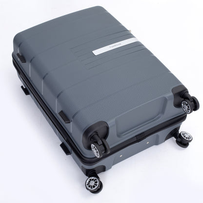 Hardshell Suitcase Double Spinner Wheels PP Luggage Sets Lightweight Durable Suitcase with TSA Lock,3-Piece Set (20/24/28) , Gray