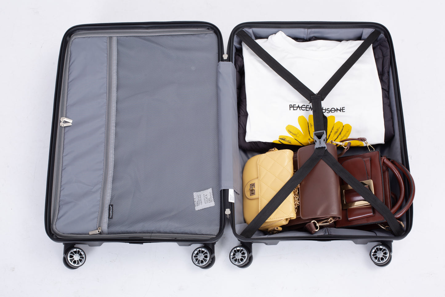 Hardshell Suitcase Double Spinner Wheels PP Luggage Sets Lightweight Durable Suitcase with TSA Lock,3-Piece Set (20/24/28) , Black
