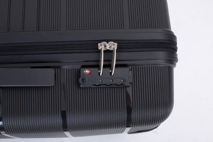 Hardshell Suitcase Double Spinner Wheels PP Luggage Sets Lightweight Durable Suitcase with TSA Lock,3-Piece Set (20/24/28) , Black