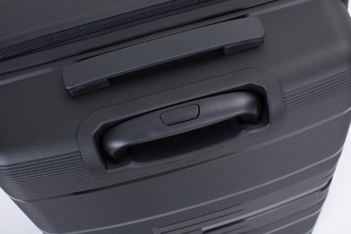 Hardshell Suitcase Double Spinner Wheels PP Luggage Sets Lightweight Durable Suitcase with TSA Lock,3-Piece Set (20/24/28) , Black