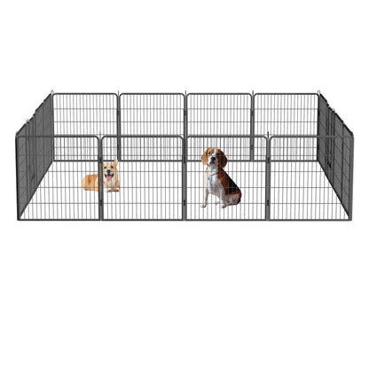 Dog Pens Outdoor 32" Height Foldable 16 Panels Heavy Duty Metal Portable Dog Playpen Indoor Anti-Rust Exercise Dog Fence with Doors for Large/Medium/Small Pets Play Pen for RV Camping Yard