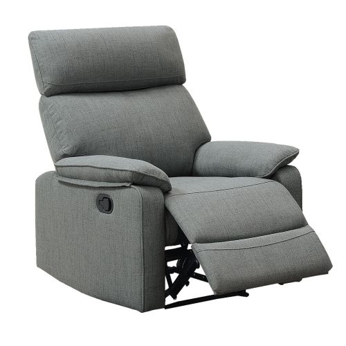 Gray Color Burlap Fabric Recliner Motion Recliner Chair 1pc Couch Manual Motion Living Room Furniture