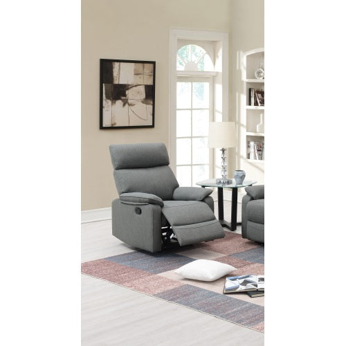 Gray Color Burlap Fabric Recliner Motion Recliner Chair 1pc Couch Manual Motion Living Room Furniture