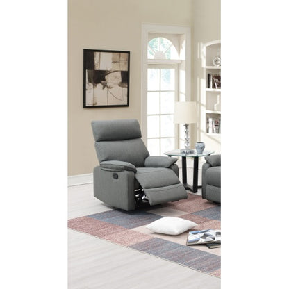 Gray Color Burlap Fabric Recliner Motion Recliner Chair 1pc Couch Manual Motion Living Room Furniture