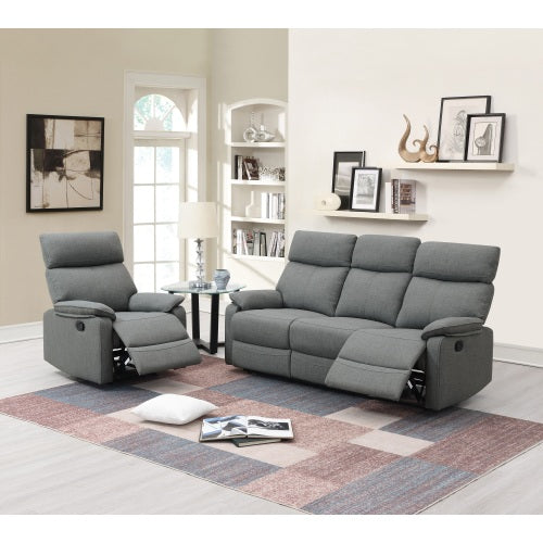 Gray Color Burlap Fabric Recliner Motion Recliner Chair 1pc Couch Manual Motion Living Room Furniture
