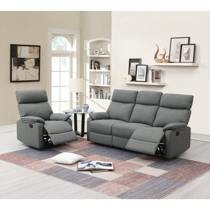 Gray Color Burlap Fabric Recliner Motion Recliner Chair 1pc Couch Manual Motion Living Room Furniture