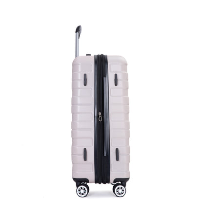 3 Piece Luggage Sets PC Lightweight & Durable Expandable Suitcase with Two Hooks, Double Spinner Wheels, TSA Lock, (21/25/29) Sand