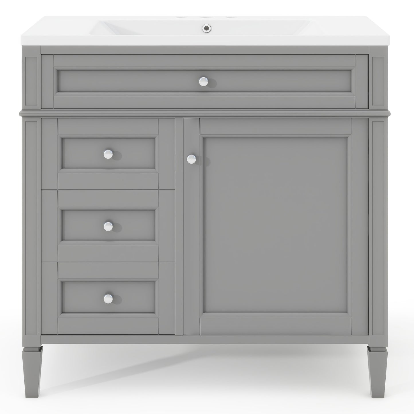 36'' Bathroom Vanity with Top Sink, Modern Bathroom Storage Cabinet with 2 Drawers and a Tip-out Drawer, Single Sink Bathroom Vanity