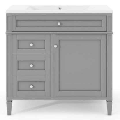 36'' Bathroom Vanity with Top Sink, Modern Bathroom Storage Cabinet with 2 Drawers and a Tip-out Drawer, Single Sink Bathroom Vanity