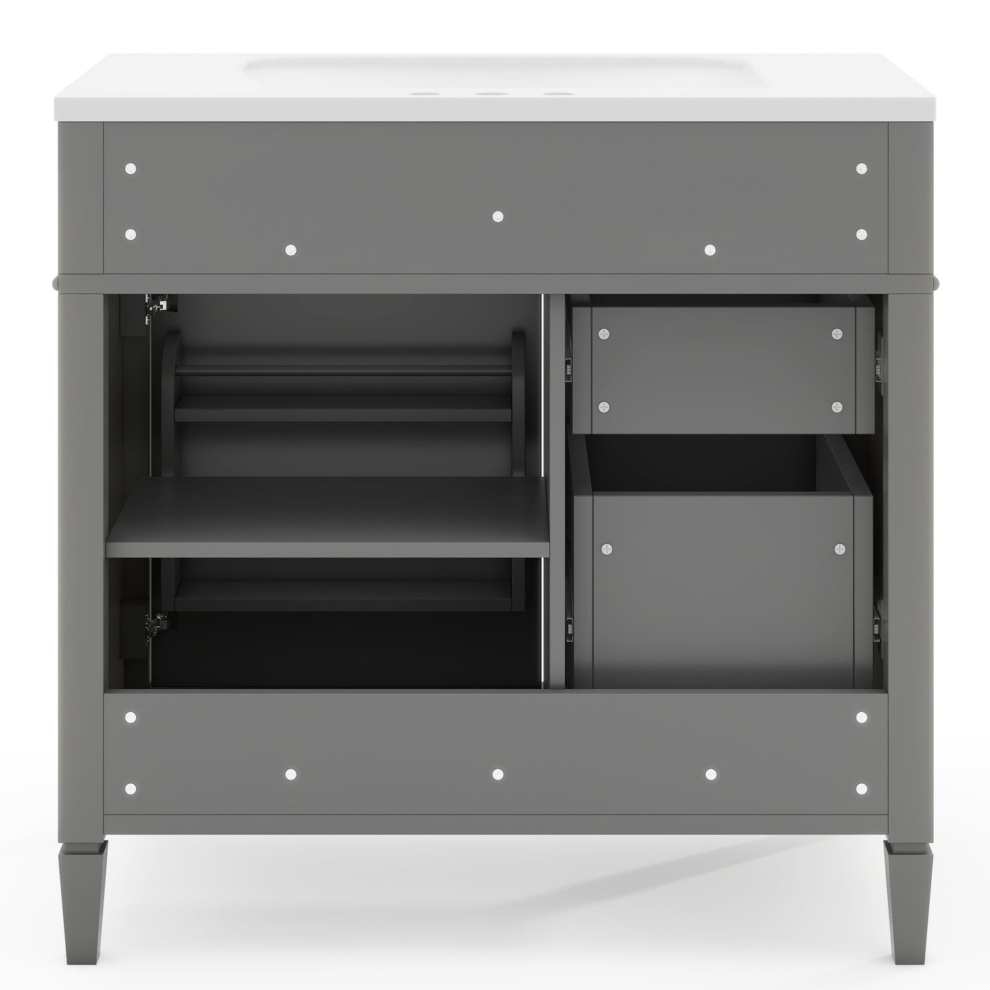 36'' Bathroom Vanity with Top Sink, Modern Bathroom Storage Cabinet with 2 Drawers and a Tip-out Drawer, Single Sink Bathroom Vanity