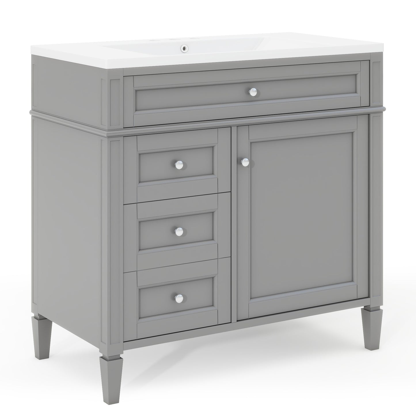 36'' Bathroom Vanity with Top Sink, Modern Bathroom Storage Cabinet with 2 Drawers and a Tip-out Drawer, Single Sink Bathroom Vanity