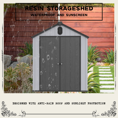 6*8ft resin plastic storage shed for backyard garden big spire Tool storage