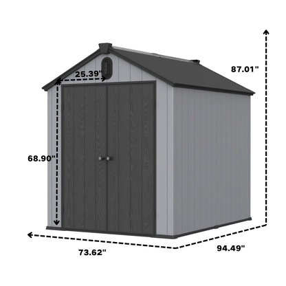 6*8ft resin plastic storage shed for backyard garden big spire Tool storage