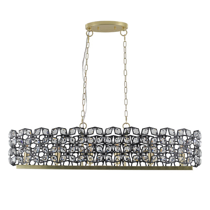 39" Contemporary Crystal and BlackGold Pendant Chandelier – Geometric Modern Light Fixture for Dining Room, Kitchen, or Living Room (Bulb Not Included)