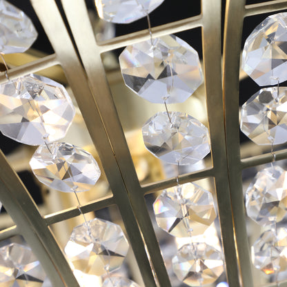 24" Modern Crystal Round Chandelier with Gold Finish, Elegant Pendant Light with Cascading Beads, for Dining Room, Living Room, or Foyer (No Bulbs)