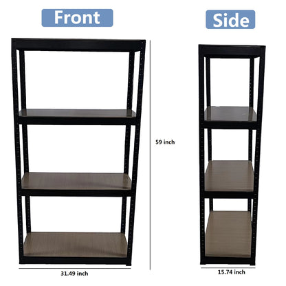 Storage Rack Shelving Unit Storage Shelf Steel Garage Utility Rack 4-Shelf Adjustable Shelves Heavy Duty Display Stand for Books, Kitchenware, Tools Boltless Assembly