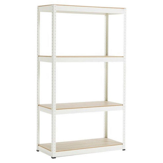 Storage Rack Shelving Unit Storage Shelf Steel Garage Utility Rack 4-Shelf Adjustable Shelves Heavy Duty Display Stand for Books, Kitchenware, Tools Boltless Assembly (White)