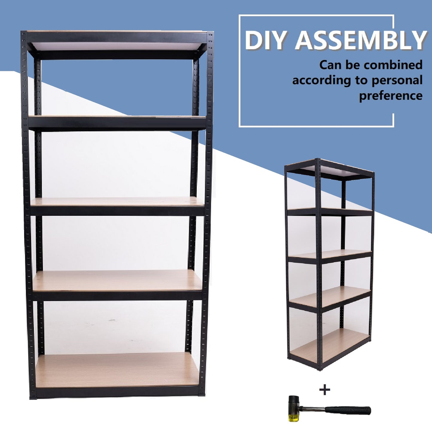 Storage Shelves - 5 Tier Adjustable Garage Storage Shelving, Heavy Duty Metal Storage Utility Rack Shelf Unit for Warehouse Pantry Closet Kitchen, 35.4" x 15.7" x 70.8", Black