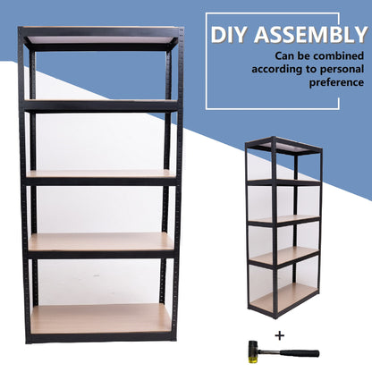 Storage Shelves - 5 Tier Adjustable Garage Storage Shelving, Heavy Duty Metal Storage Utility Rack Shelf Unit for Warehouse Pantry Closet Kitchen, 35.4" x 15.7" x 70.8", Black