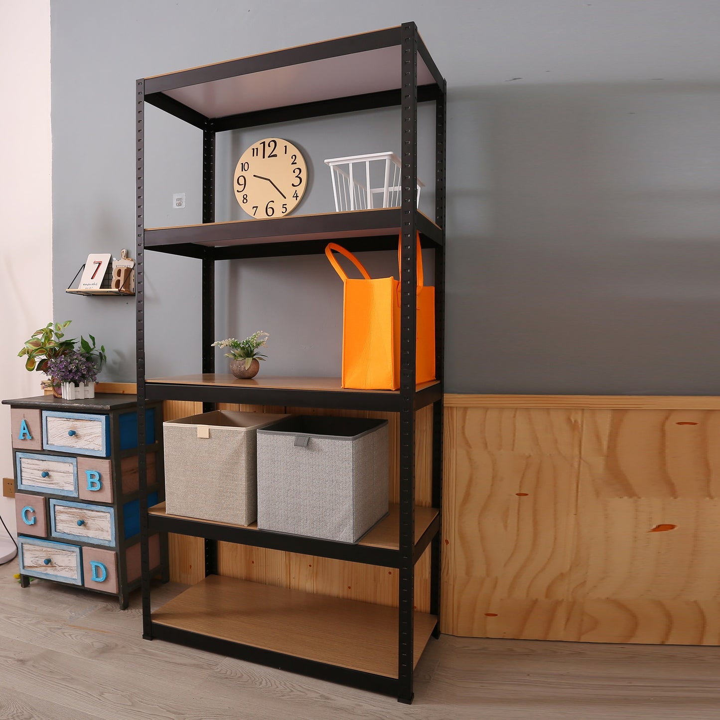 Storage Shelves - 5 Tier Adjustable Garage Storage Shelving, Heavy Duty Metal Storage Utility Rack Shelf Unit for Warehouse Pantry Closet Kitchen, 35.4" x 15.7" x 70.8", Black