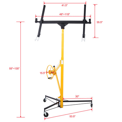 Drywall Lift Panel 11' Lift Drywall Panel Hoist Jack Lifter, BLACK+YELLOW