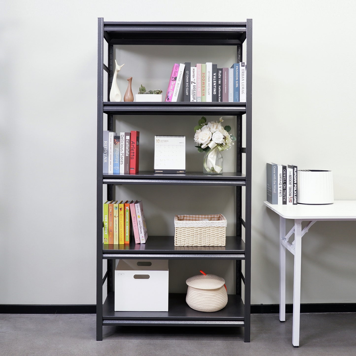 Storage Shelves 5 Tier Heavy Duty Metal Shelving Unit Adjustable Shelving Units and Storage Rack Kitchen Garage Shelf H72 * W35.4 * D15.7